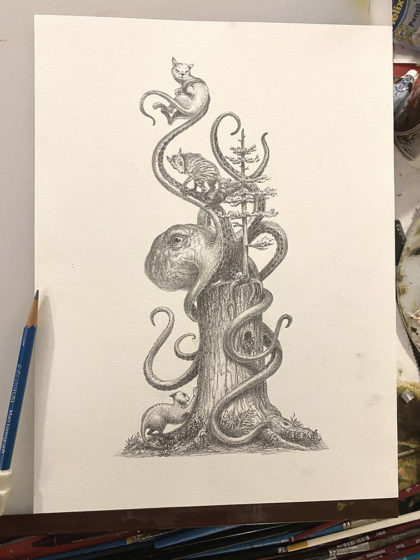 SOLD - Octopocalypse - Drawing